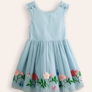 Boden Cross-back Tulle Girl’s Dress in Vintage Blue 4-5 Y